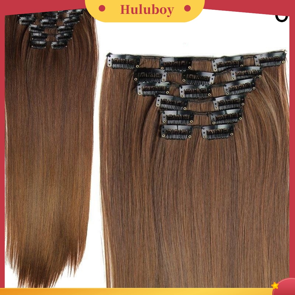 6 Pcs Klip Ekstensi Rambut Lurus Bahan Serat Tahan Panas