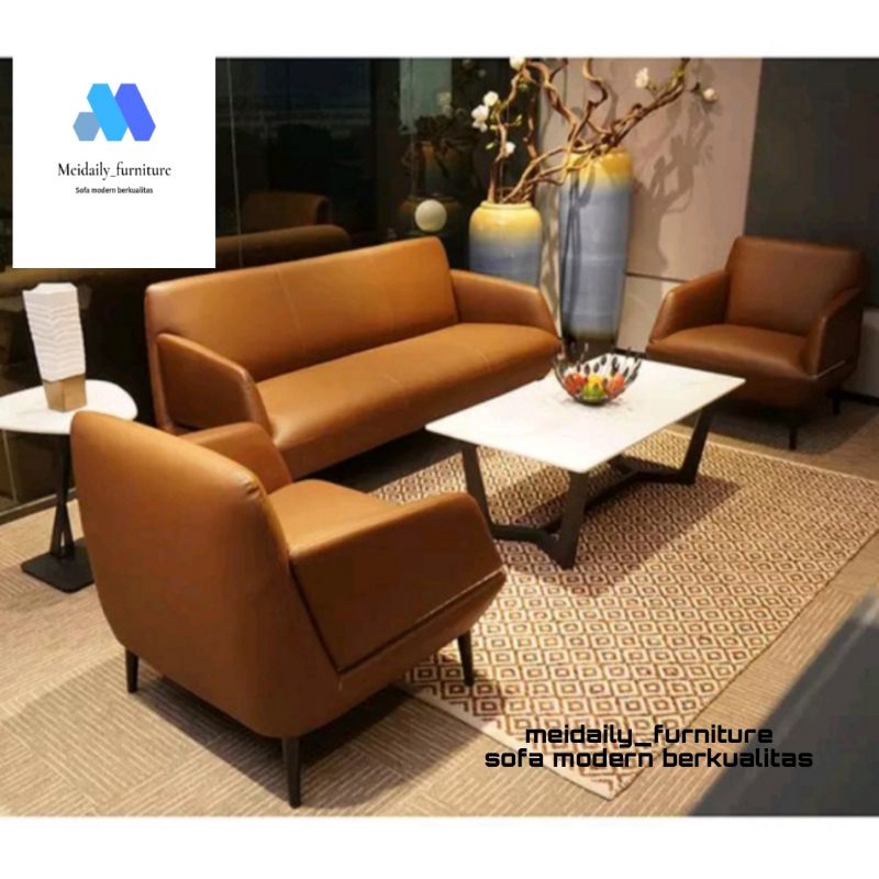 Sofa Kulit 311 Kursi Ruang Tamu Minimalis Modern Sofa Kantor Mewah