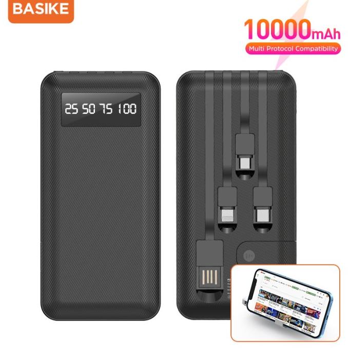 Basike10000Mah Powerbank Dengan Kabel Isi Daya Semua Telepon