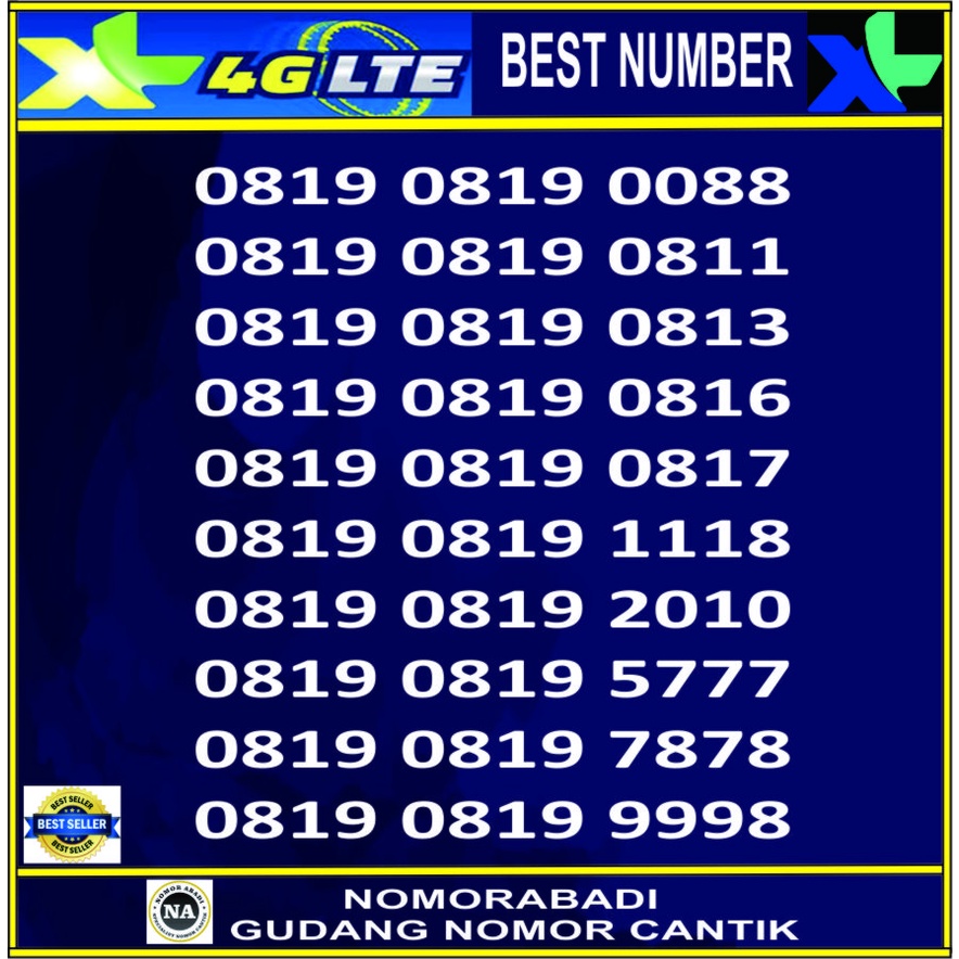 nomorcantik kartu perdana xl 4G 0819 0819 xxxx h2000