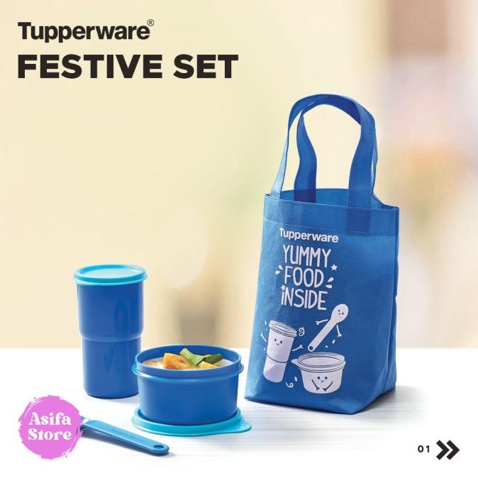 Tupperware Festive Set - Lunch Box, Tempat Bekal, Kotak Makan + Tas