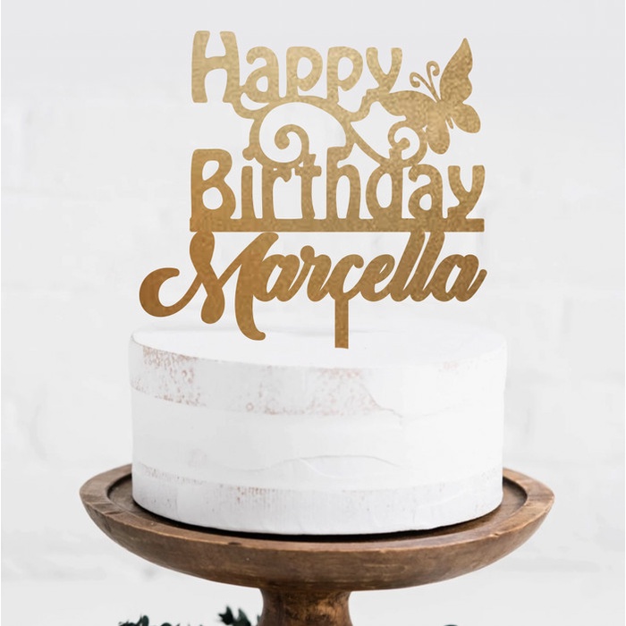 Topper Custom Cake Topper / Hiasan Kue / Topper Cake Topper Kue Akrilik Kupu2