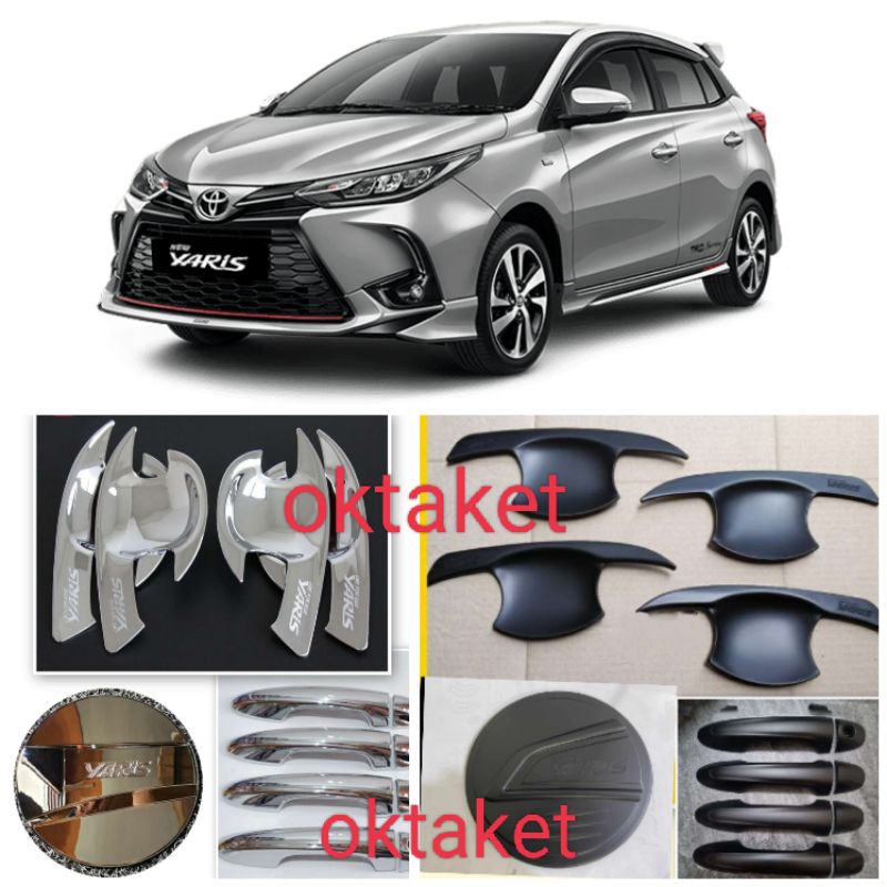 paket outer handle tank cover new Yaris 2018 2020 2022 gr sport Hitam &amp; Chrome