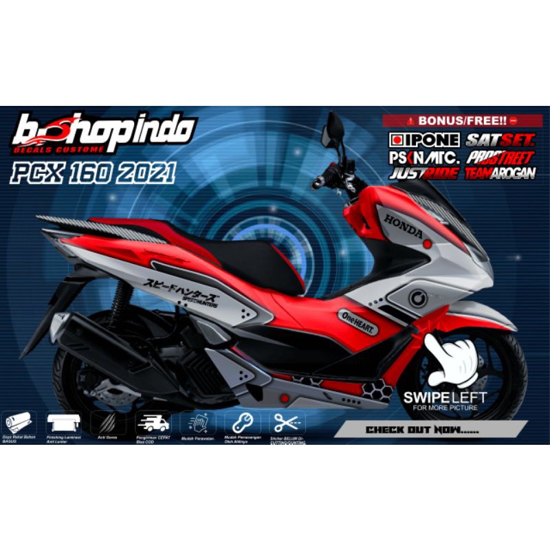sticker Decal full body Honda PCX 160 motif grafis gradasi variasi