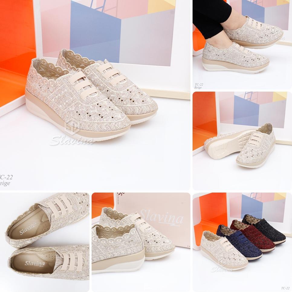 (R-I2I-✔) Ivony Seivona - TC-22 Sepatu Slavina Sneaker Wedges Series siap dikirim