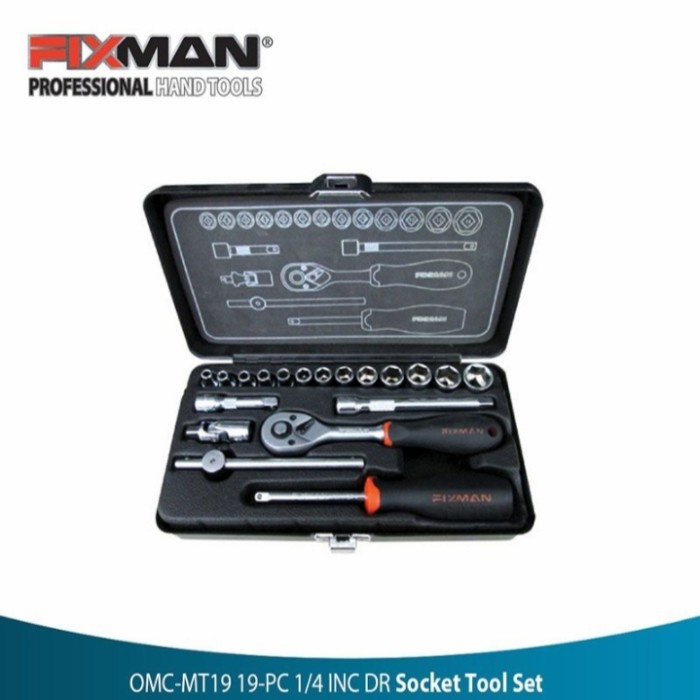 FIXMAN SET KUNCI SHOCK, SET SOCKET TOOL 19 PCS 1/4 INCH