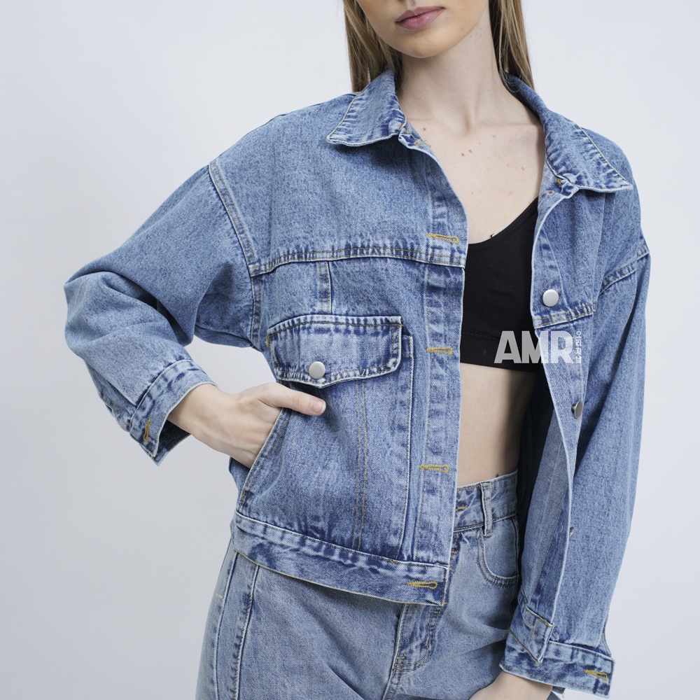 Jaket Jeans Kekinian Wanita  Jins Levis Murah Denim Cewek J Fj650 Jaket Jeans Crop [ Jaket Jeans - J