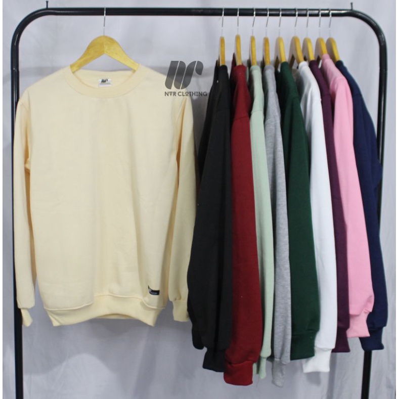 NVR CLOTHING Crewneck polos Sweater Basic Sweatshirt pria wanita original brand