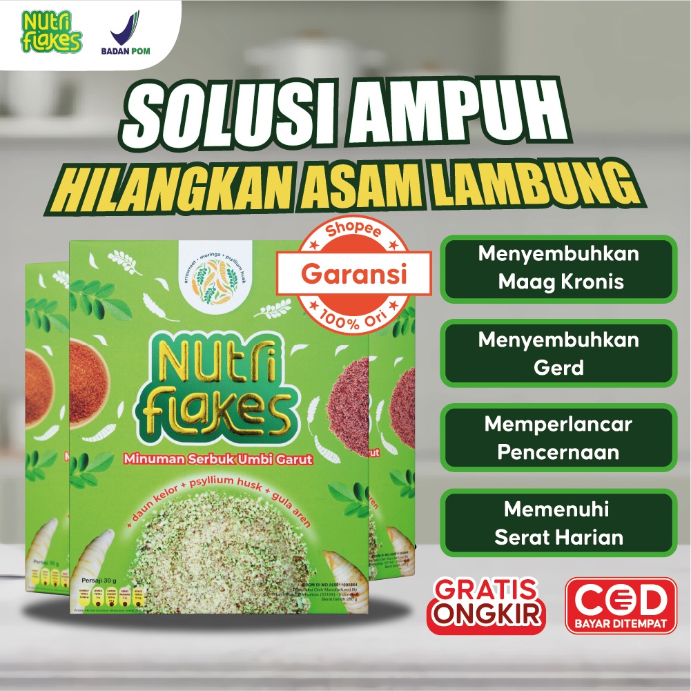 

Nutriflakes Original Sereal umbi garut solusi asam lambung maag gerd