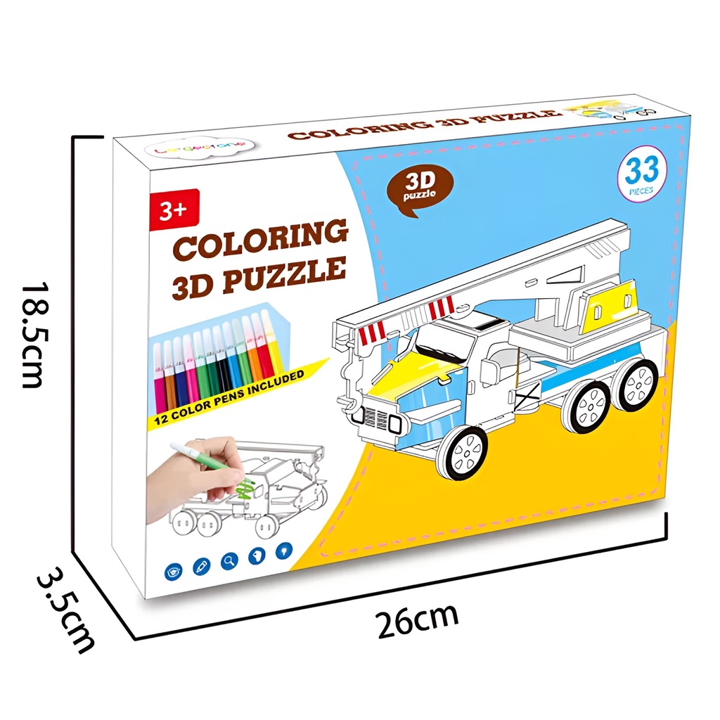 Mainan Edukasi Menggambar Puzzle 3D | Coloring 3D 33 &amp; 34 Pcs | Mainan Edukasi Anak Laki Laki Perempuan 3-4-5-6 Tahun