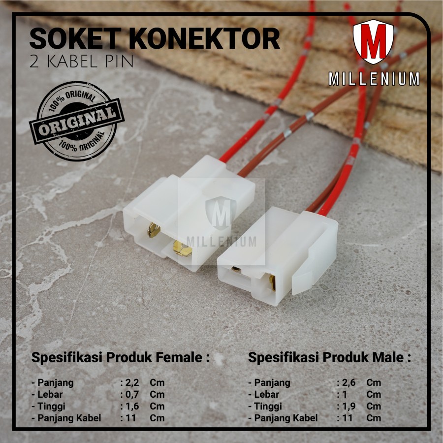 Soket Konektor Kabel 2 Pin Besar / Socket Sambung Mobil Motor