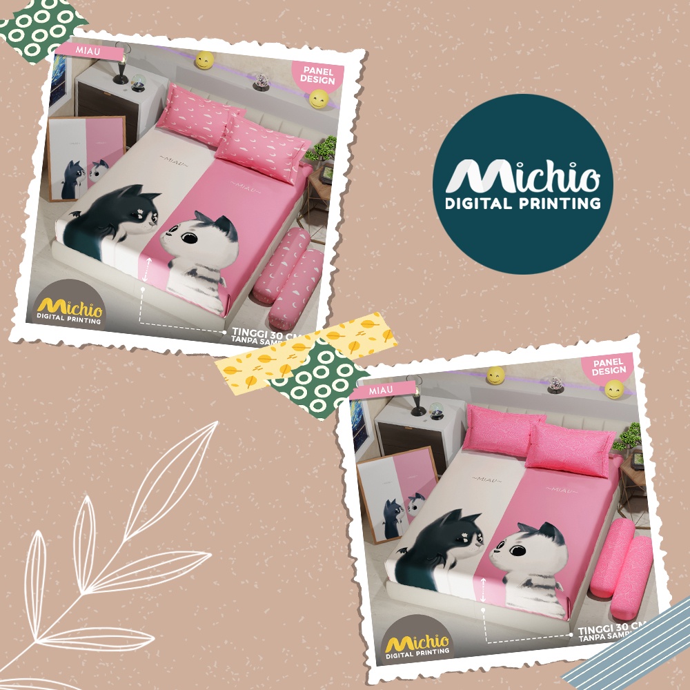 Michio Digital Printing Sprei Uk 160/180 T 30 - Miau