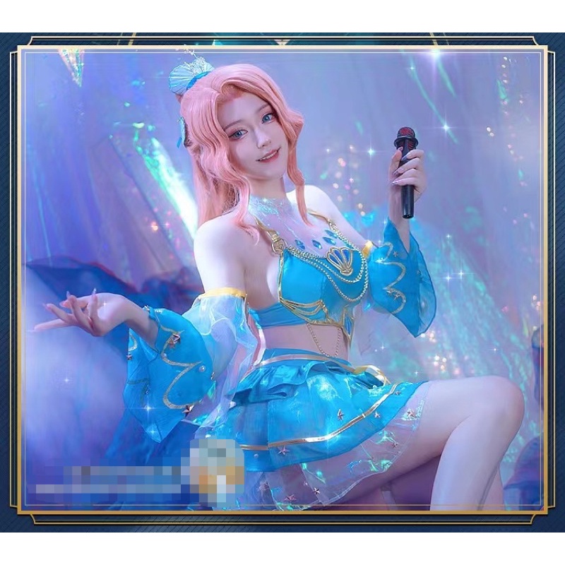 IN STOCK Seraphine Cosplay Game League of Legends Cosplay Costume DokiDoki-R LOL Seraphine New Skin Ocean Song Props Plus Size