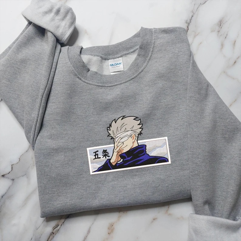 Crewneck Gojo Bandage Embroidery Anime Manga Jujutsu Kaisen Premium Unisex