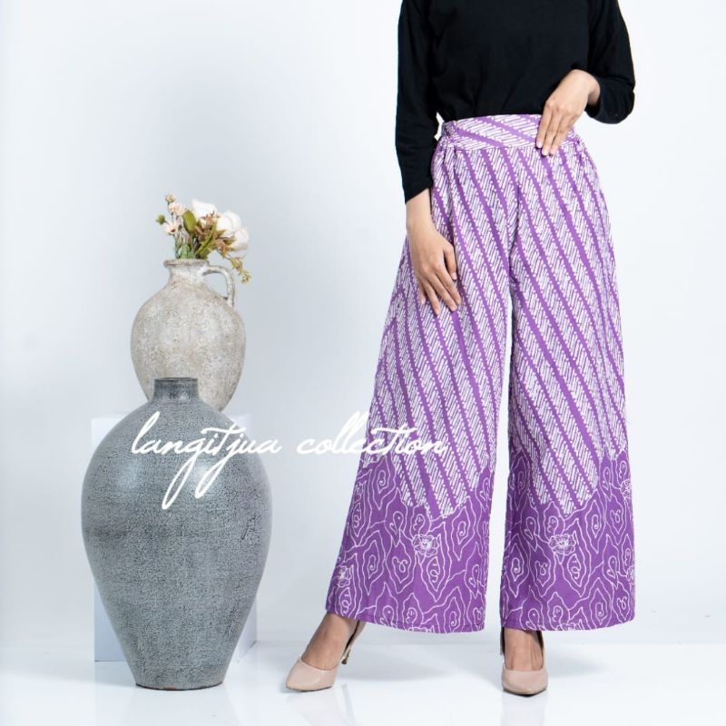 CELANA BATIK | BAWAHAN BATIK MODEL PALAZO KULOT PANJANG - LANGITJUA BATIK SOLO