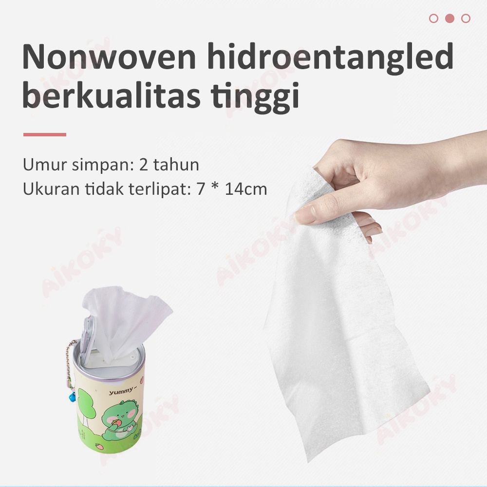 AIKOKY Tisu basah kaleng isi 30 lembar/Tissue Basah Portable/Barrel Wet Wipes