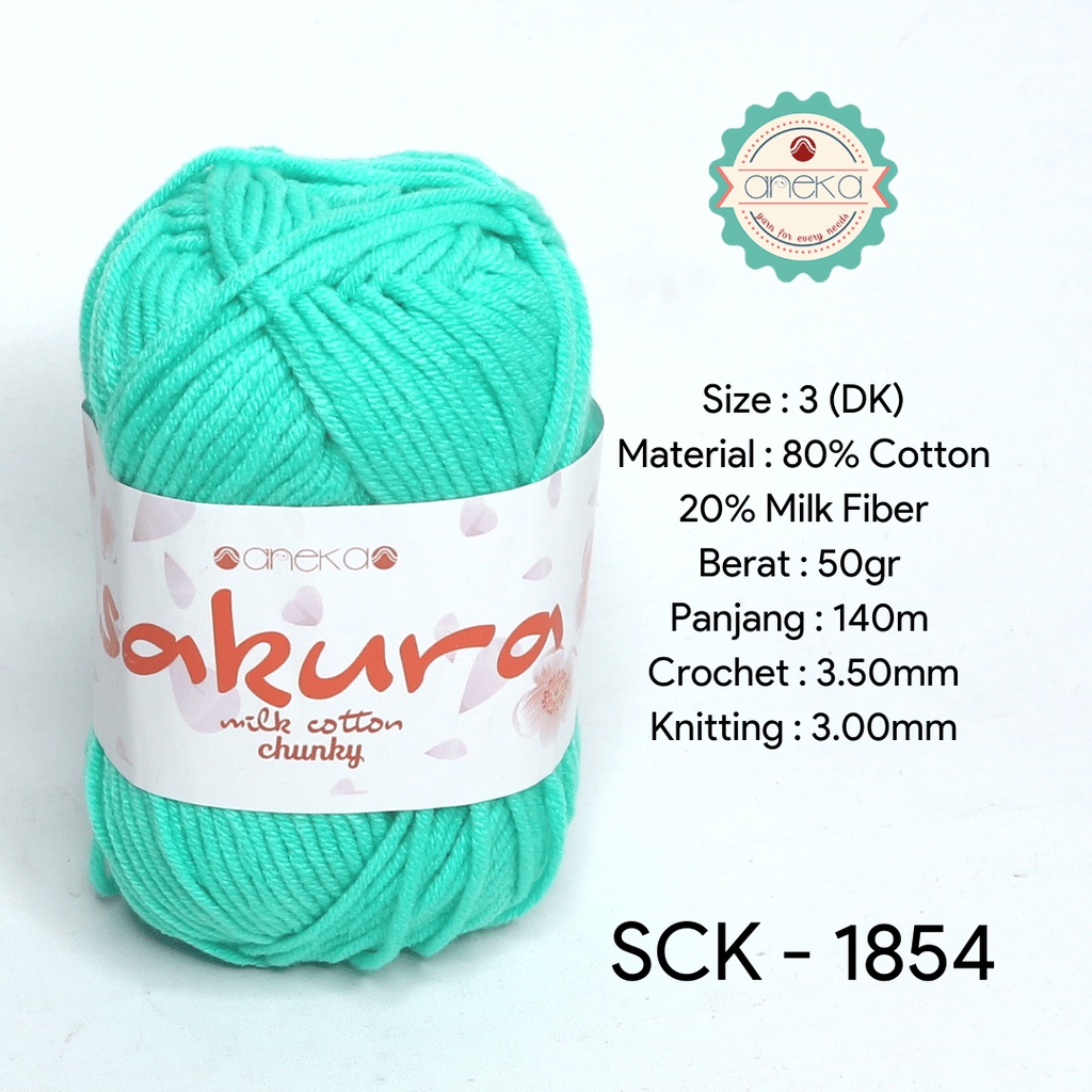 Benang Rajut Katun Susu Sakura Milk Cotton Chunky - 1854