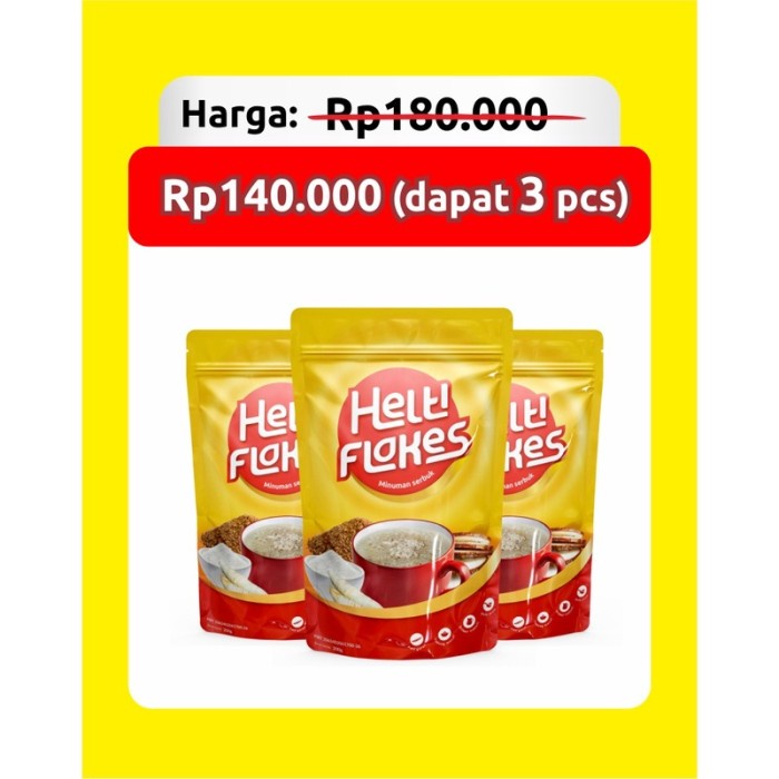 HELTI FLAKES PAKET 3 PCS  - Minuman Sehat Umbi Garut - Atasi Asam Lambung - Maag - Gerd - dan Gangguan Pencernaan