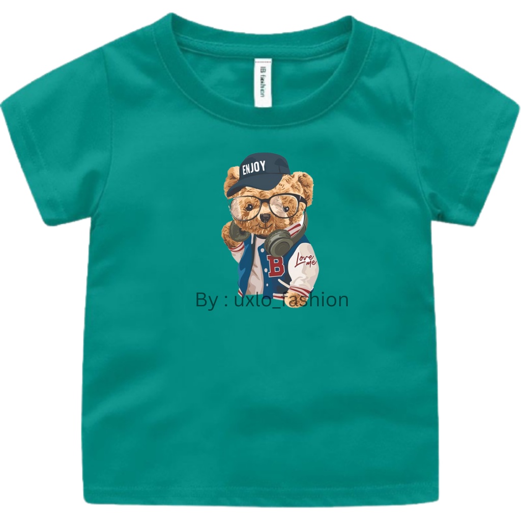 BAJU KAOS ANAK PEREMPUAN DAN LAKI MURAH MOTIF BEAR LUCU BERUANG ENJOY UMUR 2 3 4 5 6 7 8 9 TAHUN UXLO FASHION