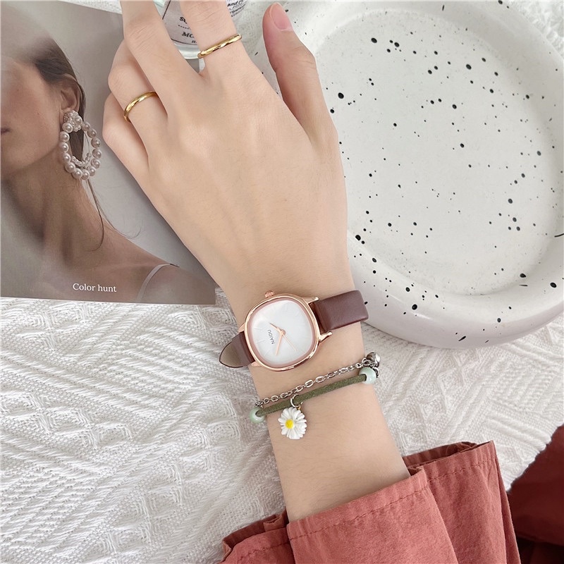 Jam Tangan Wanita NAIDU RJ- 888 Tali Kulit Import Korea