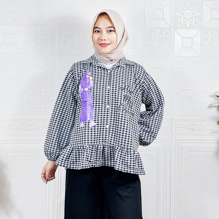 KEMEJA KOTAK ARITA HIJAB MY CROWN BUSUI FRIENDLY CARLINA