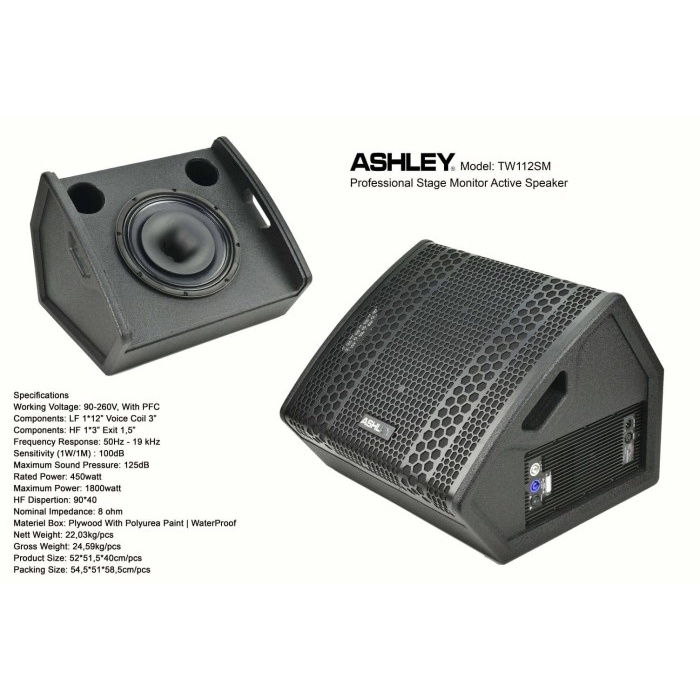 speaker aktif ashley monitor tw112sm tw 112sm tw112 sm 12 inch