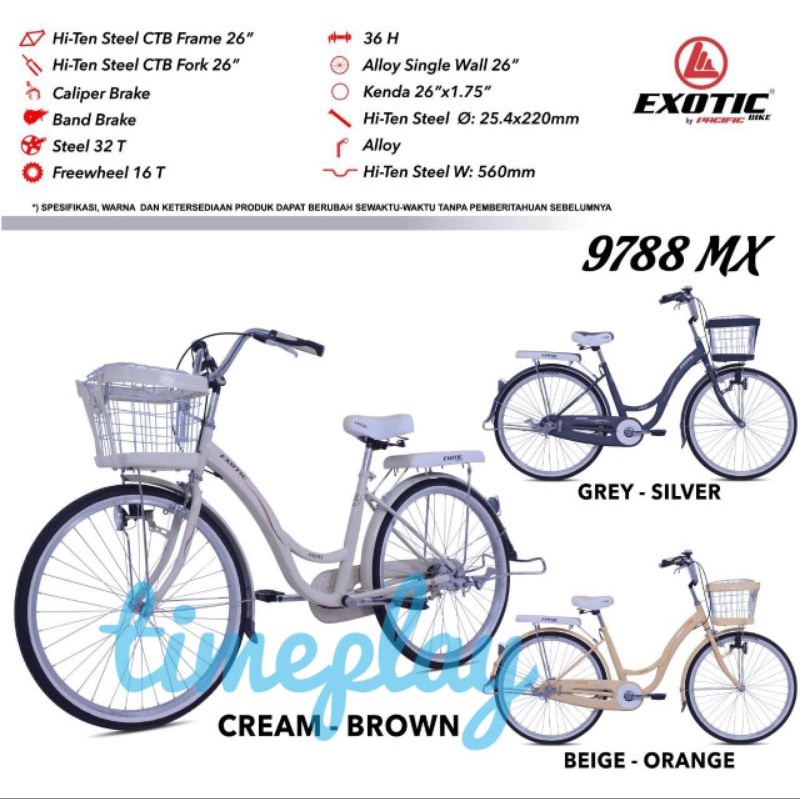 sepeda Mini perempuan keranjang Exotic 26 Inch ET-9788 MX New