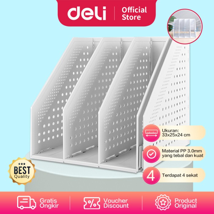 

GRATIS ONGKIR Deli File Tray / Rak Box File Fleksibel Bahan Plastik 4 Sekat 78996 Code 3660