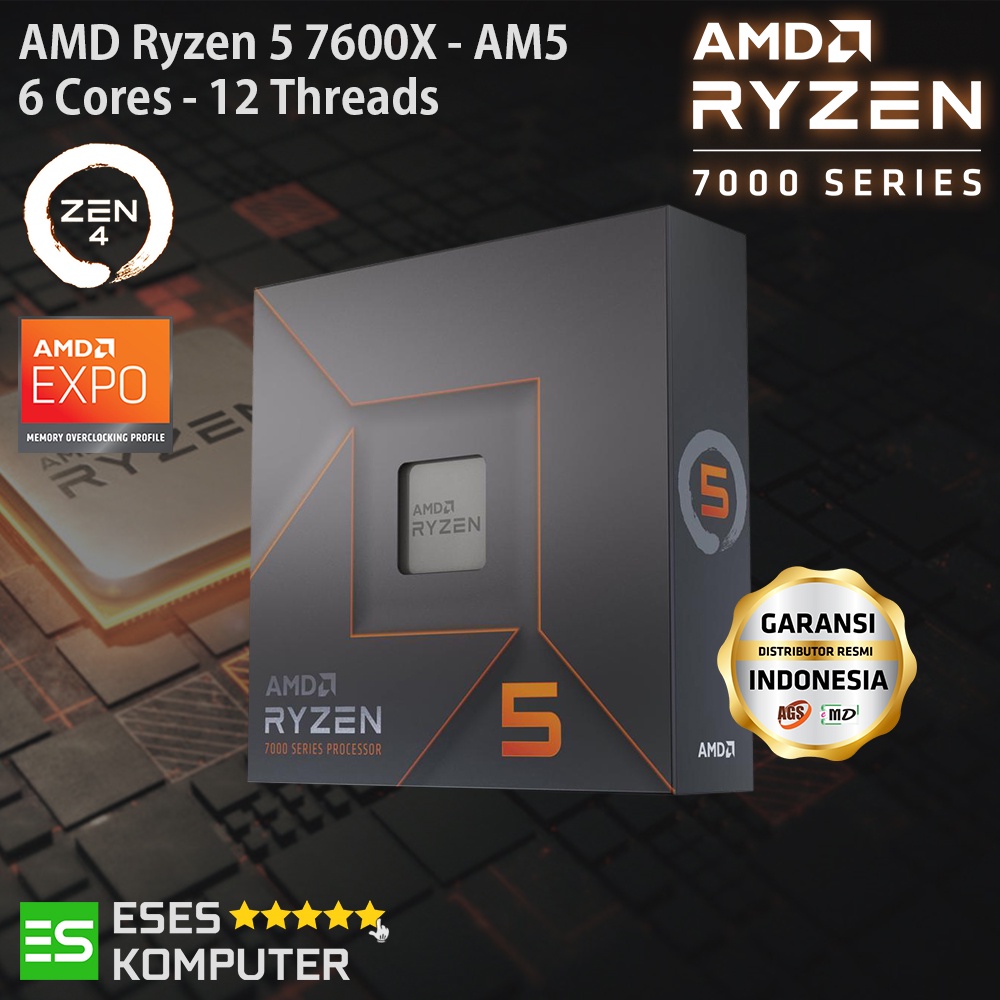 Processor AMD Ryzen 5 7600X 4.7GHz Up To 5.3GHz 6-Core AM5 | Zen 4