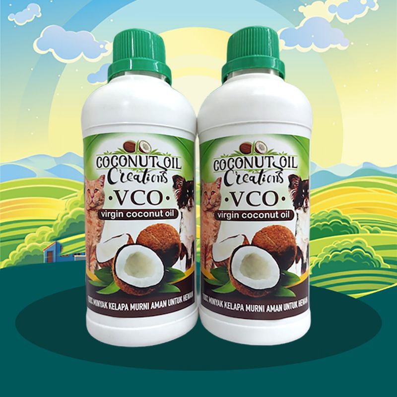 VCO 500 HDPE - Obat Jamur Scabies Kudis Infeksi Kulit Gatal Kucing Anjing Minyak VCO Virgin Coconut Oil Minyak Kelapa Murni 500 ML