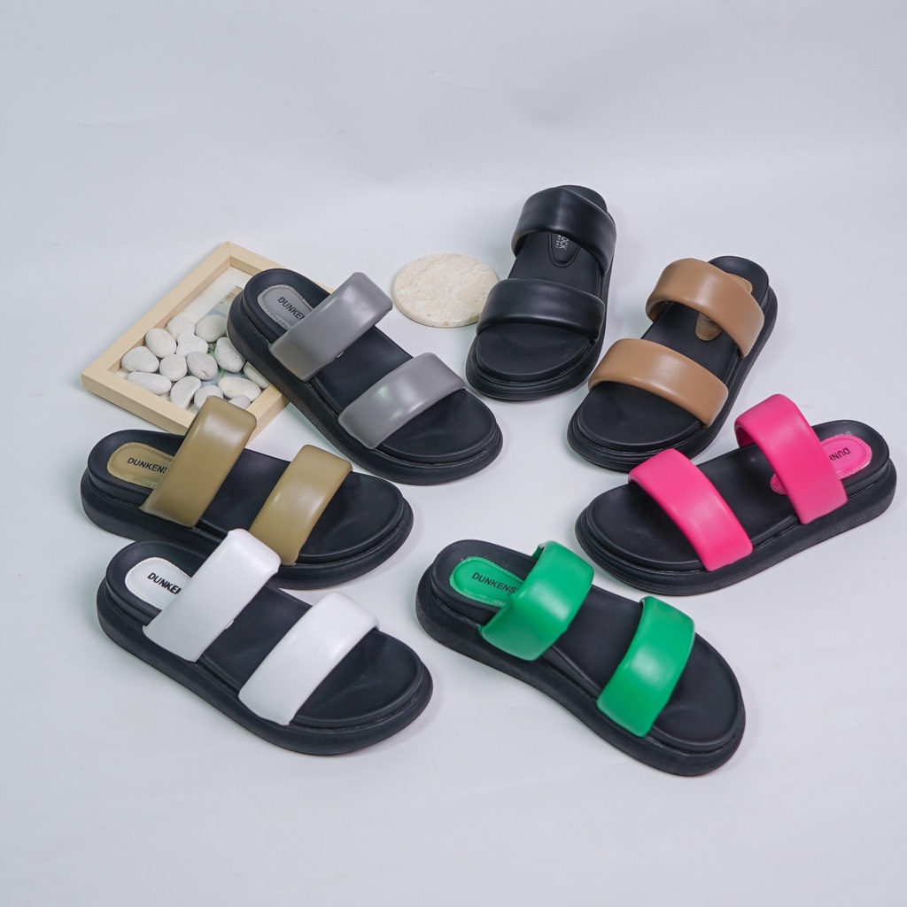 Adarastore - Dunkenstock CHERRY Sandal Casual Wanita Sendal Slop Cewek Tali Ban Dua