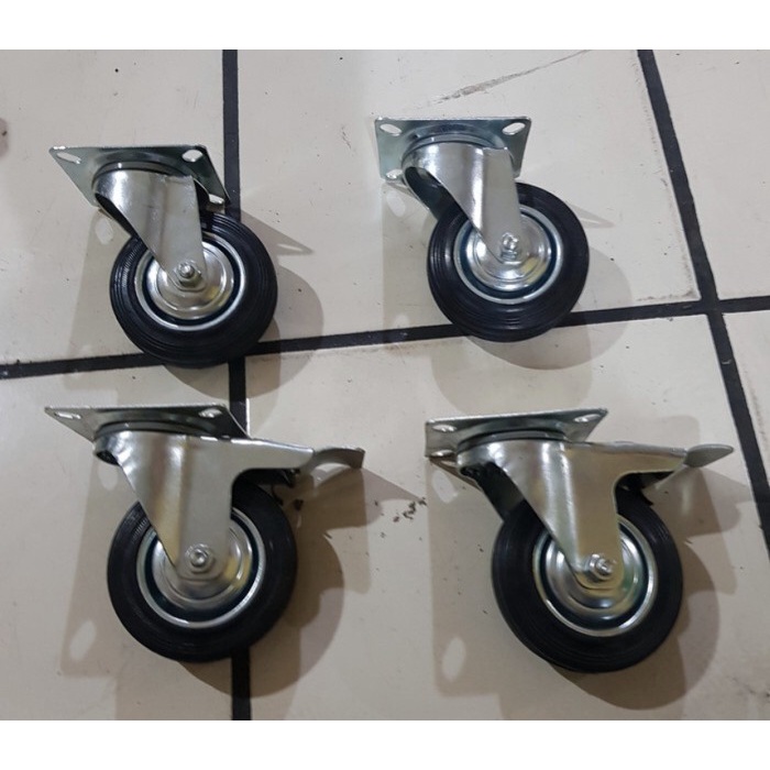 Roda Roda Karet 5 Inchi Hidup Rem Hidup