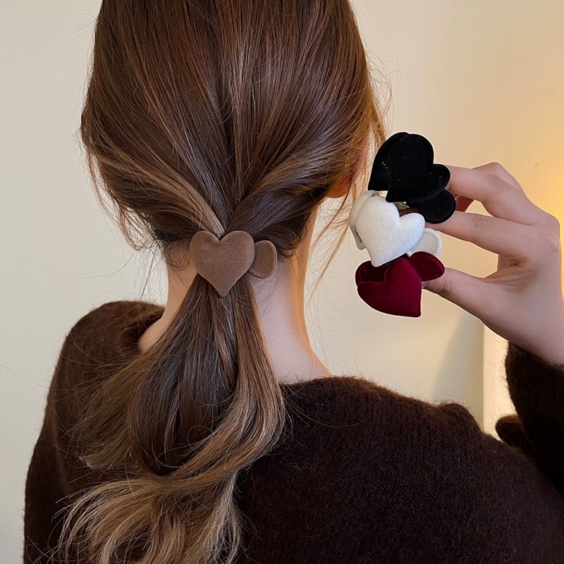 Korea Merah Hati Klip Rambut Gadis Fashion Sederhana Tinggi Ponytail Jepit Rambut Wanita Aksesoris Rambut