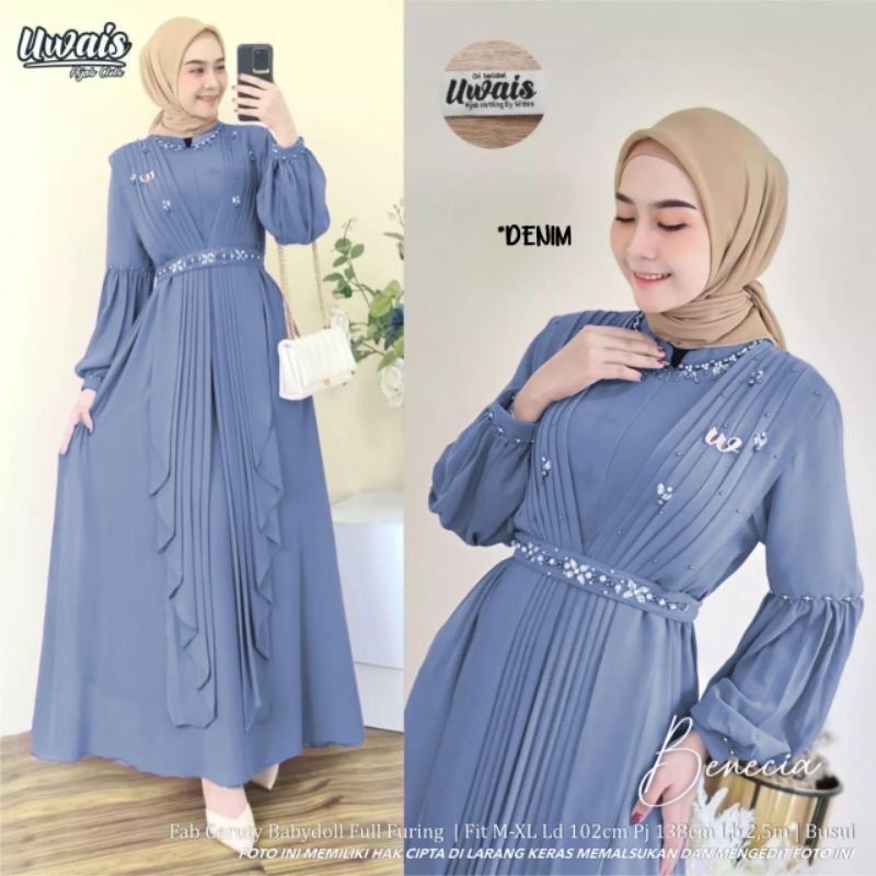 READY …!!!! fashion muslim pakaian muslim wanita  Benecia dress gamis ceruty babydoll aplikasi payet ready stok