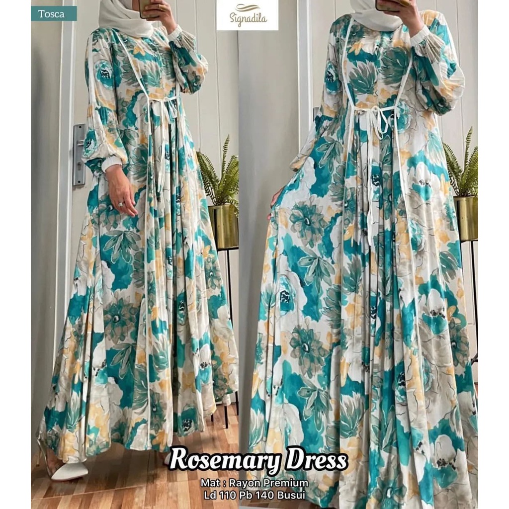 Rosemary Dress Gamis Rayon Motif Bunga