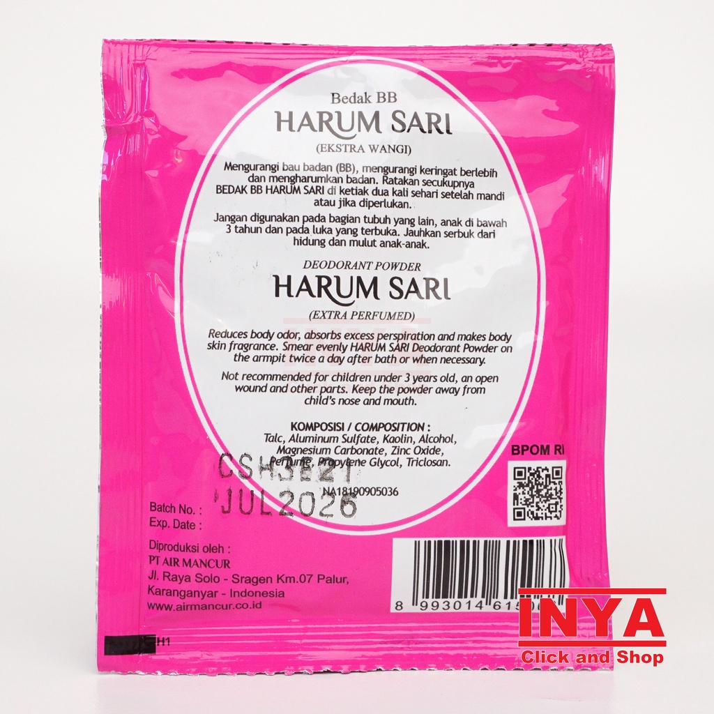 HARUM SARI BEDAK BB EKSTRA WANGI SACHET 13gr - Deodorant Powder