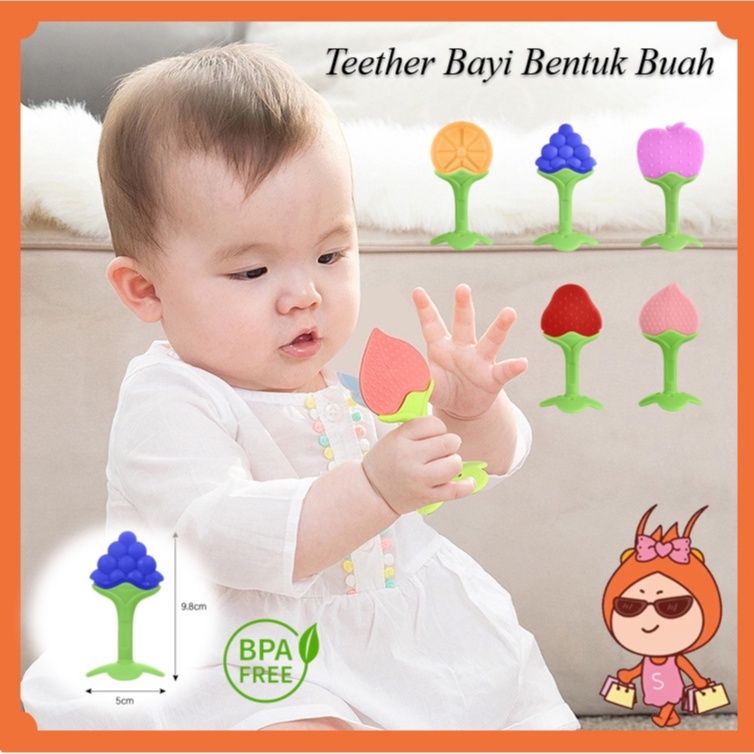 Reseller Welcome - 5637 Mainan gigitan bayi / Teether Bahan Silikon / Mainan Gigitan Bayi Model Buah