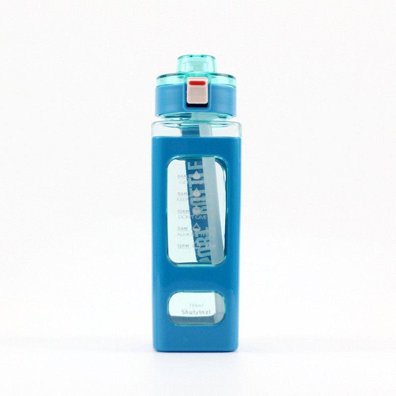 Botol Minum SPORT 700ml Air Lucu BPA Free Korea Square Bear Water Large Capacity Bottle Sport Olahraga Student Portable with Straw Plastic 700 liter Stiker Hias Dekorasi Motivasi Boba