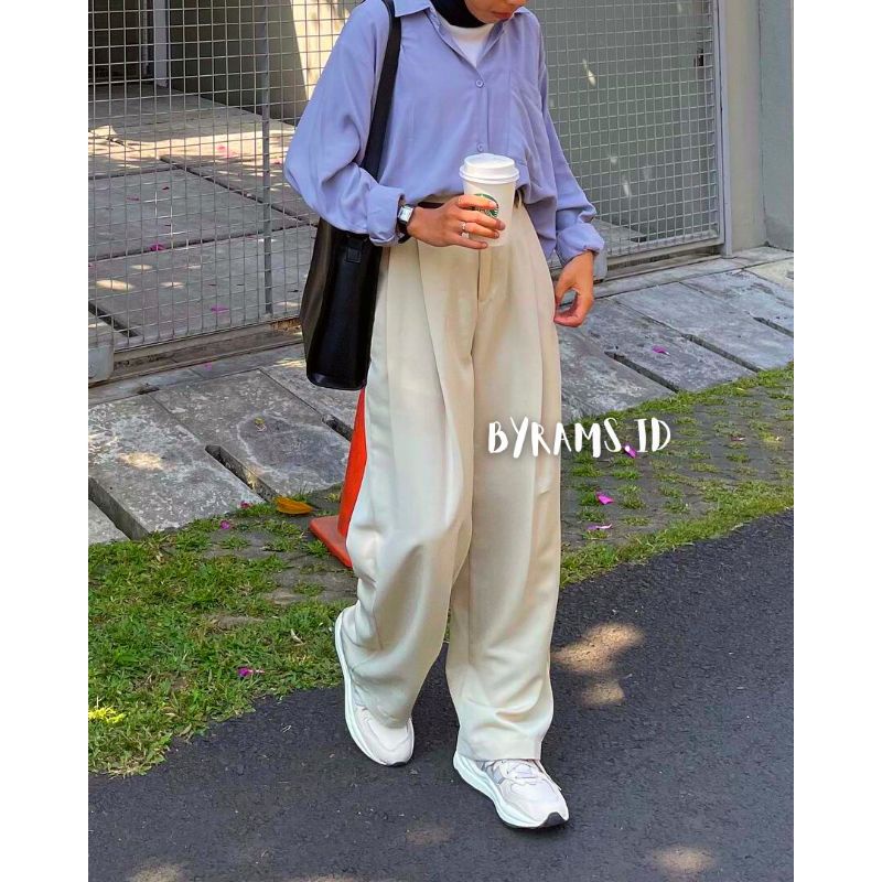 Celana Kulot Crinkle Highwaist Wanita Loose Cullote Pants