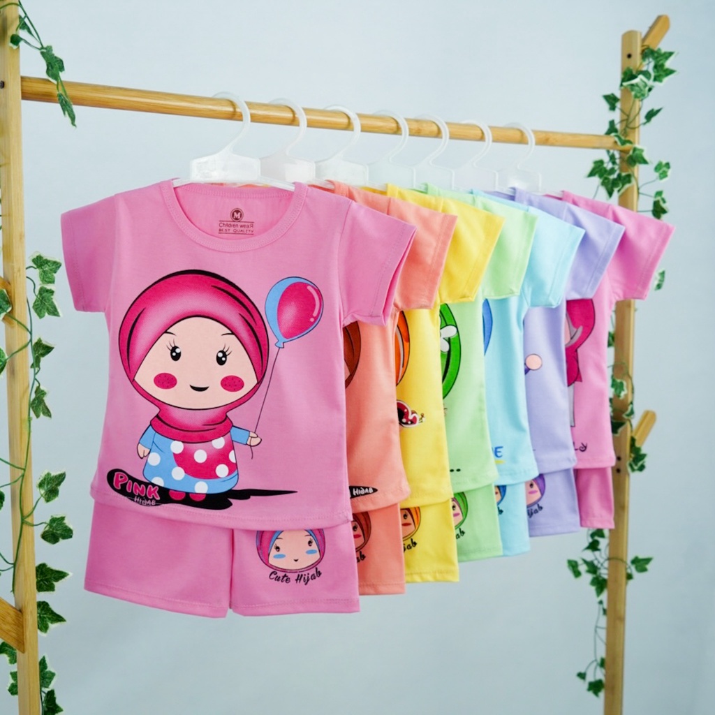 SETELAN KAOS ANAK PEREMPUAN 1-7 Tahun - HIJAB COLOR