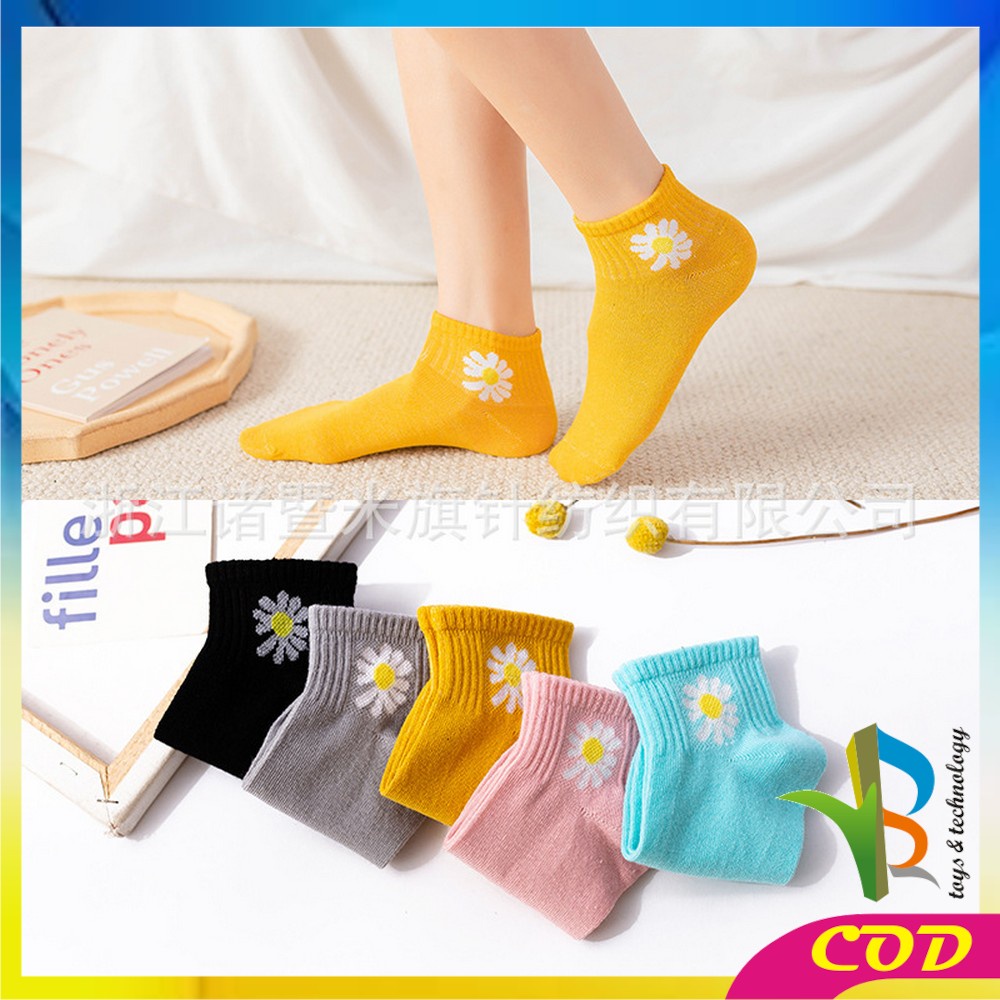 RB-P282 Kaos Kaki Motif Bunga Aster / Kaos Kaki Ankle Sock Motif Bunga Daisy Cute / Kaus Kaki Girl Korea Panjang Semata Kaki Import