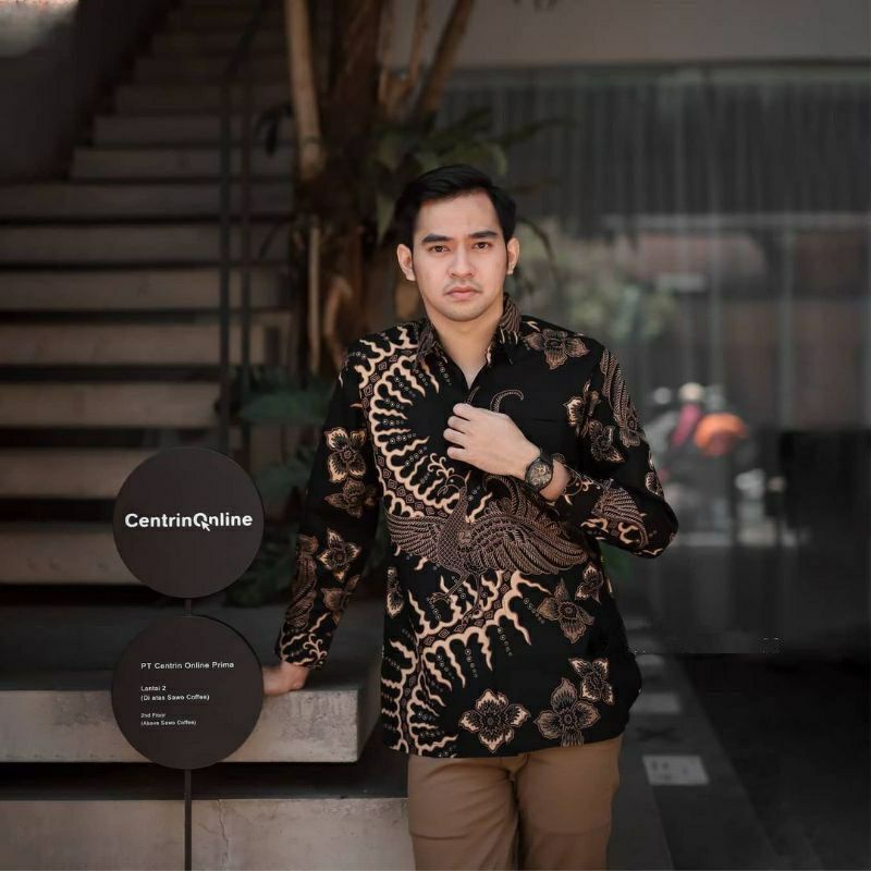 Batik Pria Jumbo - Batik Pria Lengan Panjang Jumbo- Kemeja Batik Jumbo Mahesa Hitam 3L 4L 5L 6L