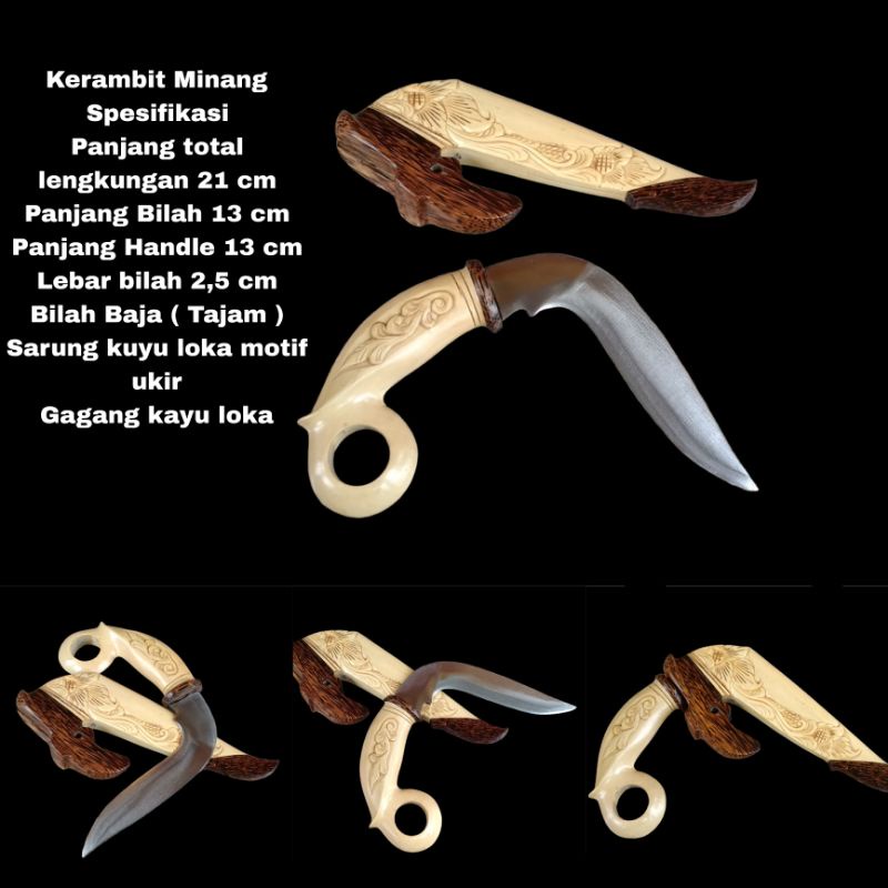 karambit silat minang ukir loka baja per asli