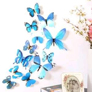 【GOGOMART】Stiker 12pcs Wall Sticker Tempelan Kupu Kupu 3D - Butterfly