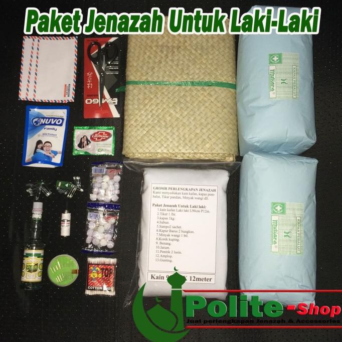 Paket komplit kain kafan untuk jenazah Laki laki