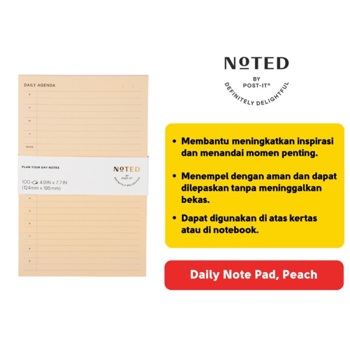 

3M Noted by Post-it Peach Daily Agenda Memo Salem NTD-58-PCH