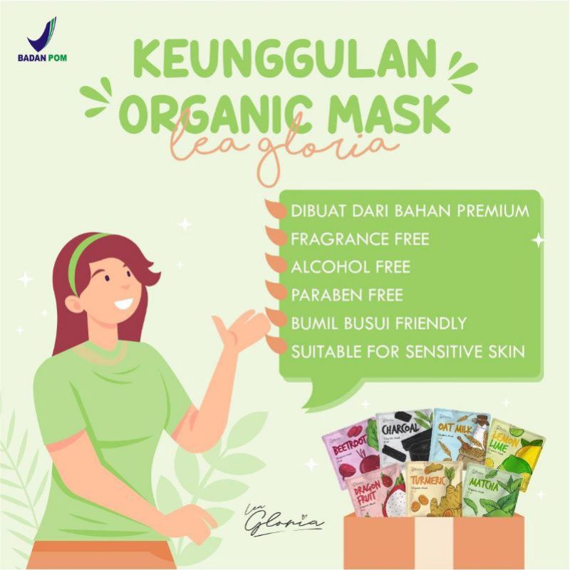 MASKER ORGANIK BY LEA GLORIA 10GR | PREMIUM MASK KEMASAN BARU