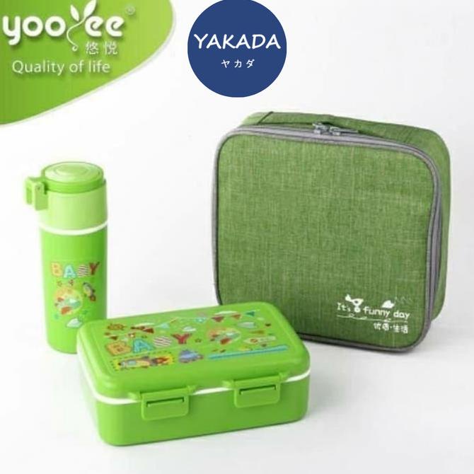 SET TEMPAT BEKAL ANAK YOOYEE LUNCH BOX 3 SEKAT INCLUDE TAS | 628
