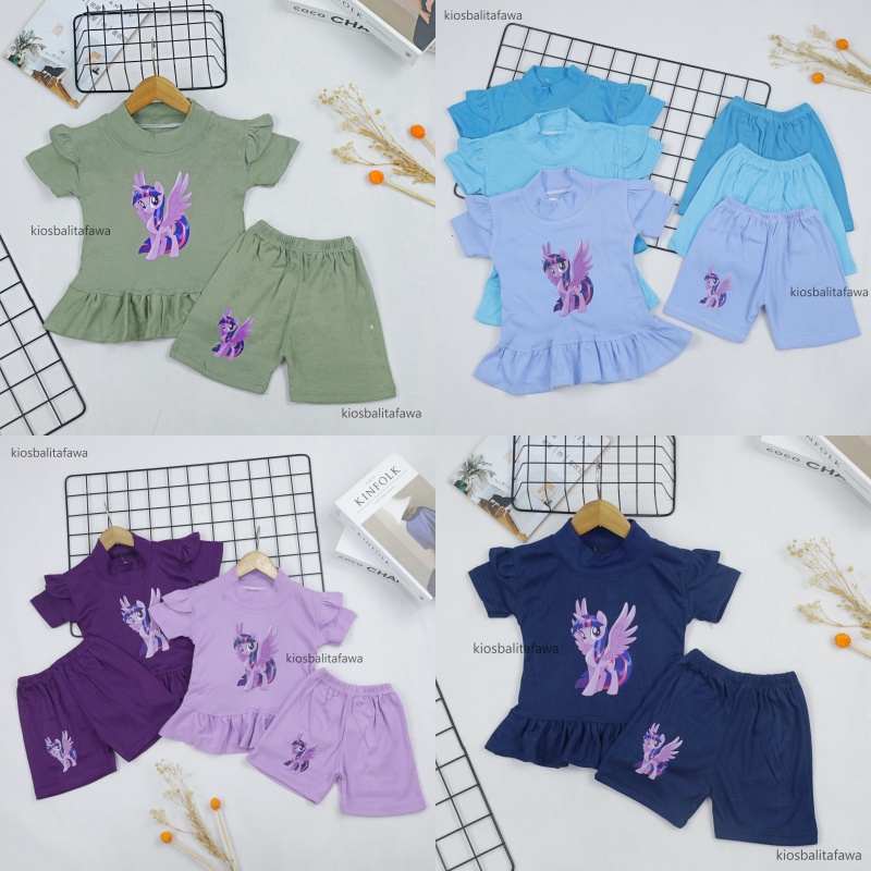 Set Kinan Bayi 1-2 Tahun / 6-24 Bulan IMPORT Setelan Bayi Balita Karakter Celana PendekPerempuan Polos Baju Tidur Main Kiosbalitafawa