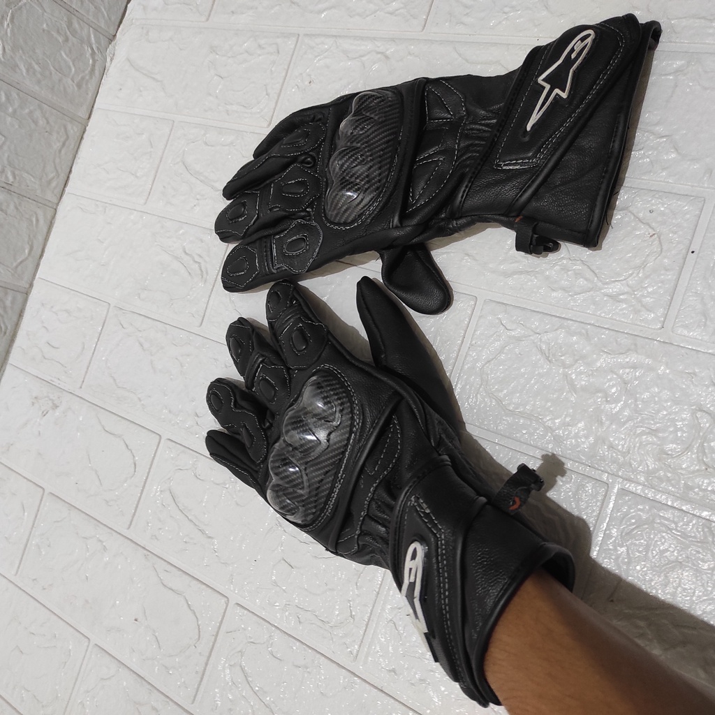 Sarung tangan roadrace HITAM ORIGINAL KULIT DOMBA ASLI hitam bikers glove motor sarung tangan motor berkendara riding or drag or sunmori BISA COD